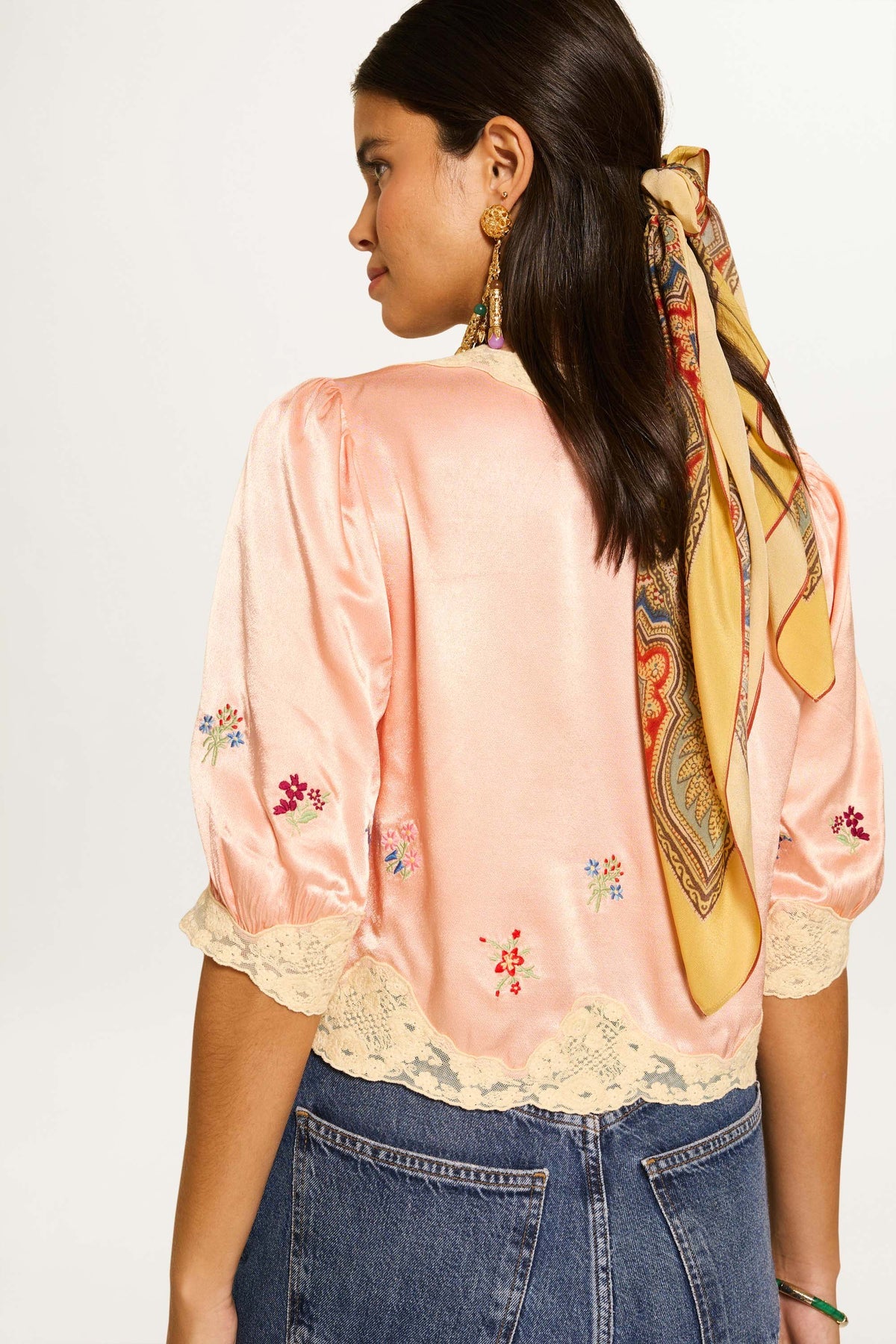 Ursula Embroidered Satin Top
