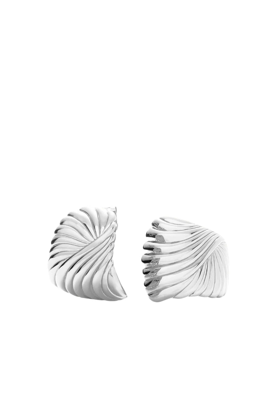 Wavy Ridge Ripple Oversized Stud Earrings Silver