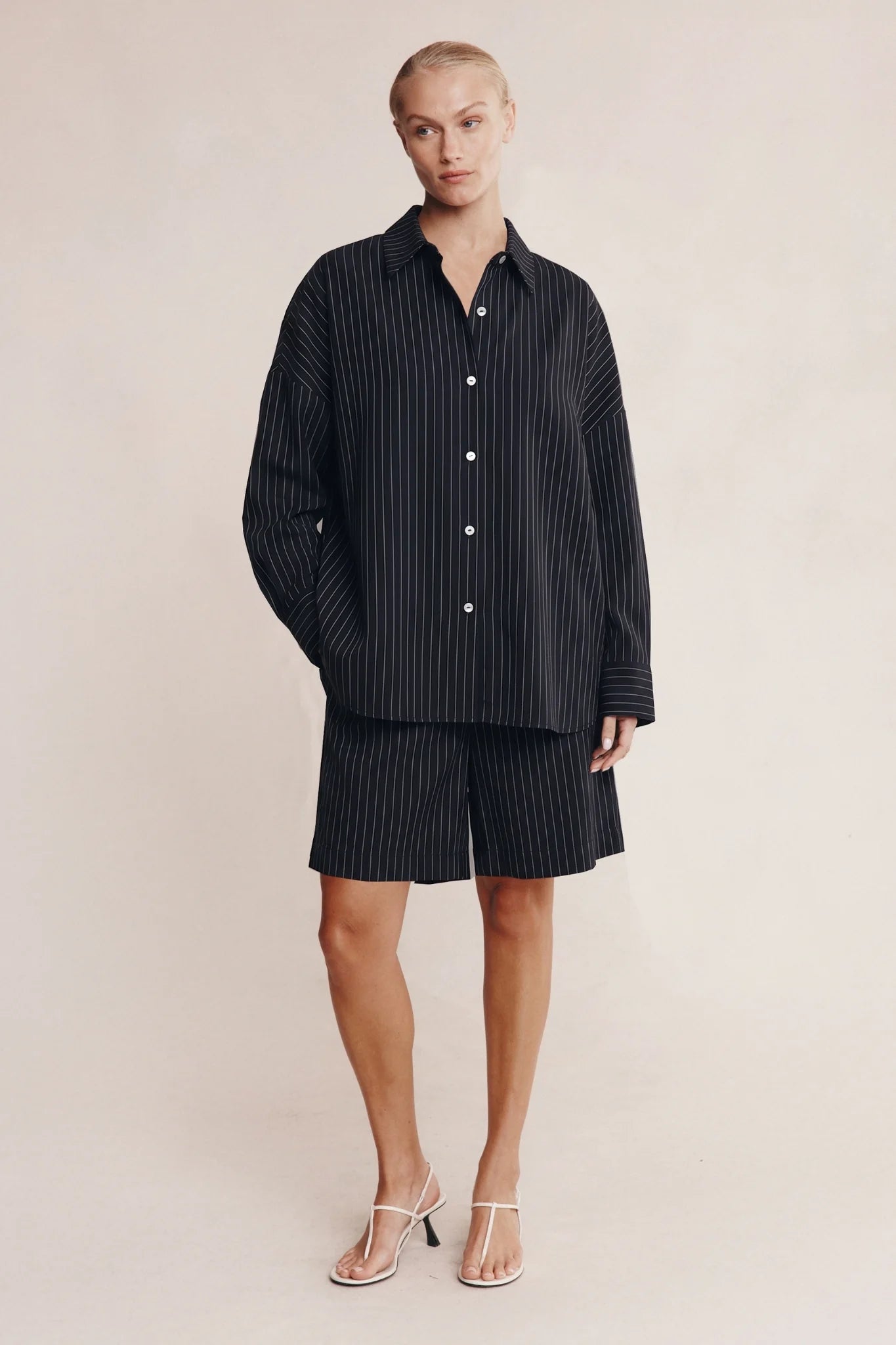 Marle Mela Shirt Black Pin Stripe
