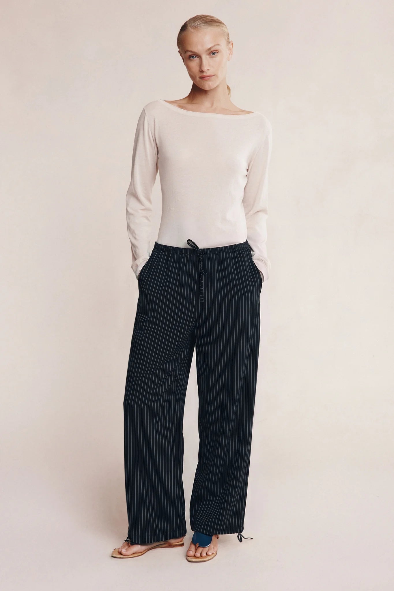 Marle Fatima Pant Black Pin Stripe
