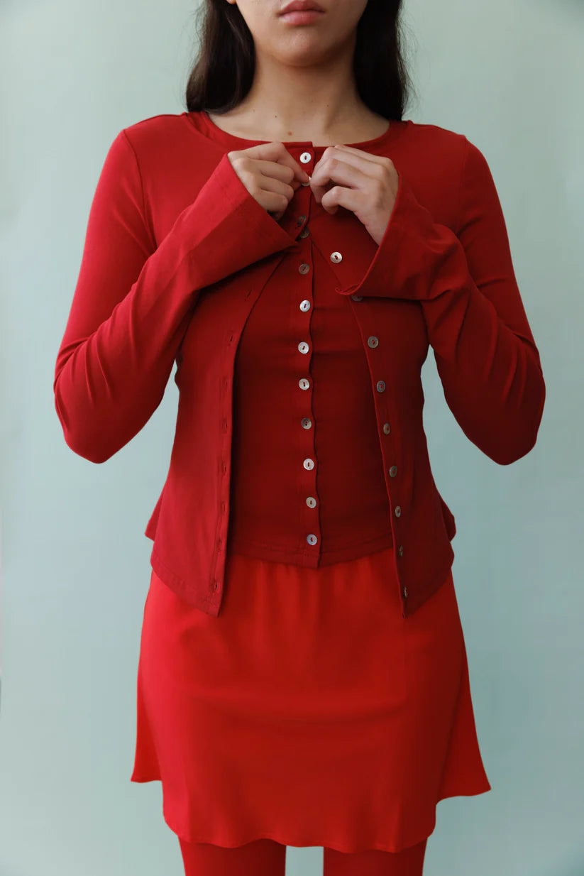 Button Through Long Sleeve Top Rossa