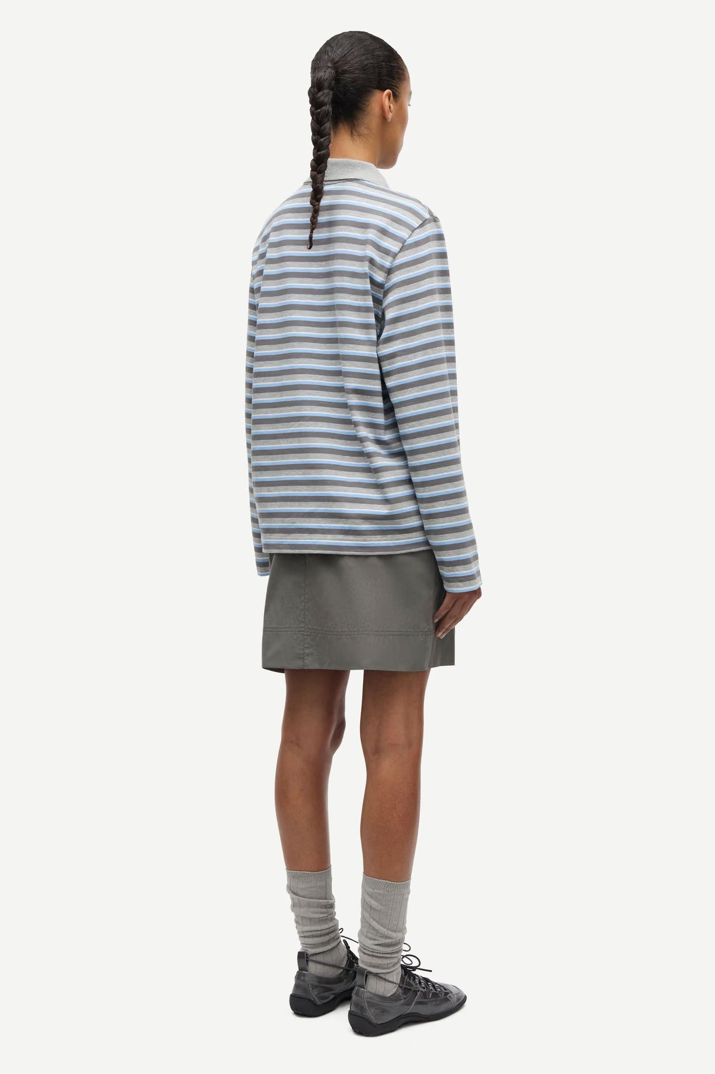 Samsoe Samsoe Sadover Long Sleeve Polo Blue Grey