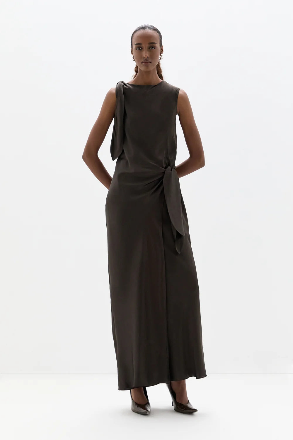 Sir Gabriete Tie Shoulder Dress Chocolate