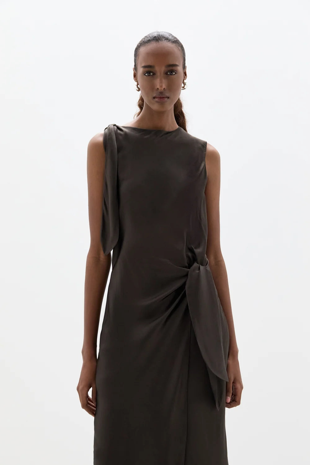 Sir Gabriete Tie Shoulder Dress Chocolate