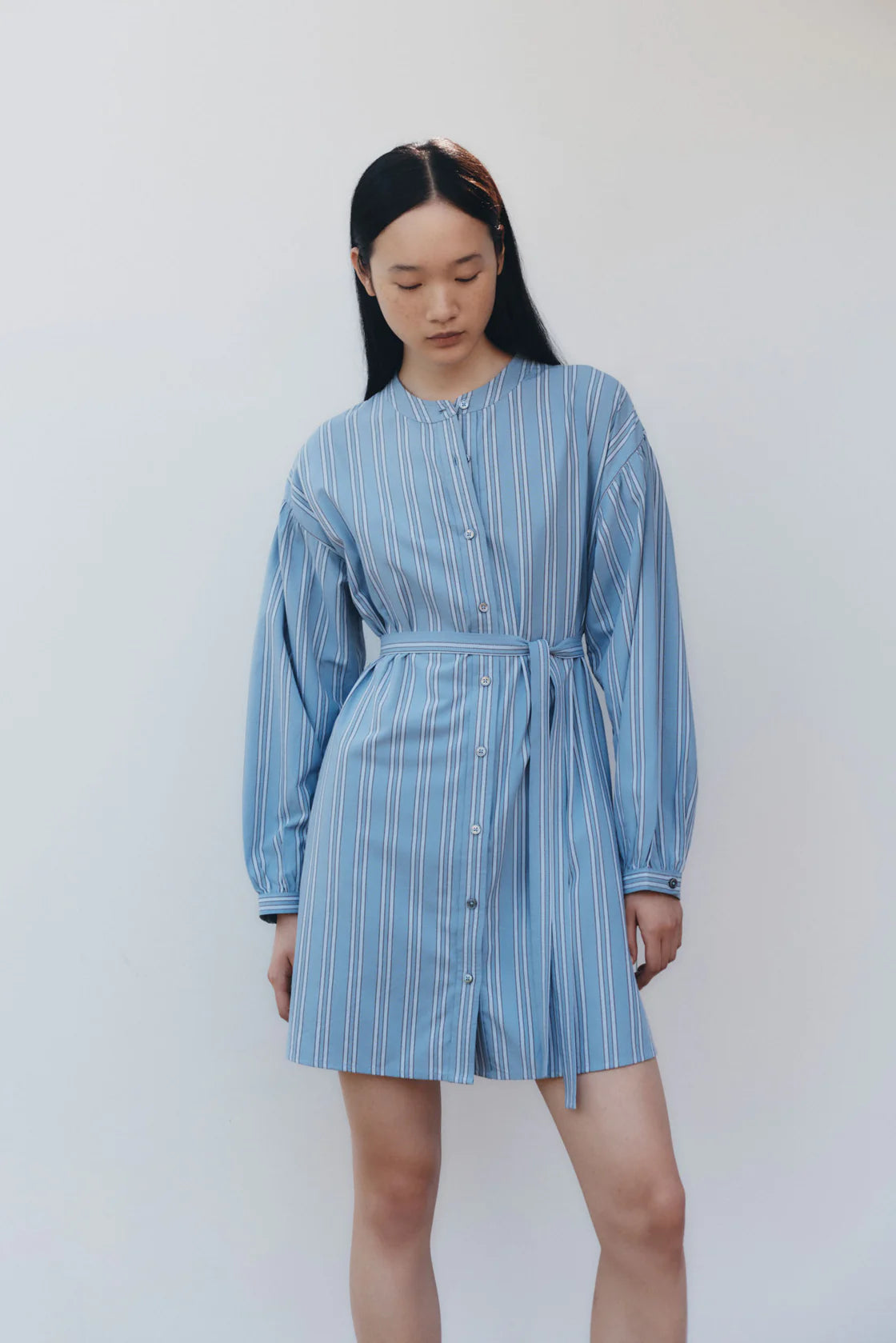 Luna Cotton Blend Stripe Mini Dress Glacial