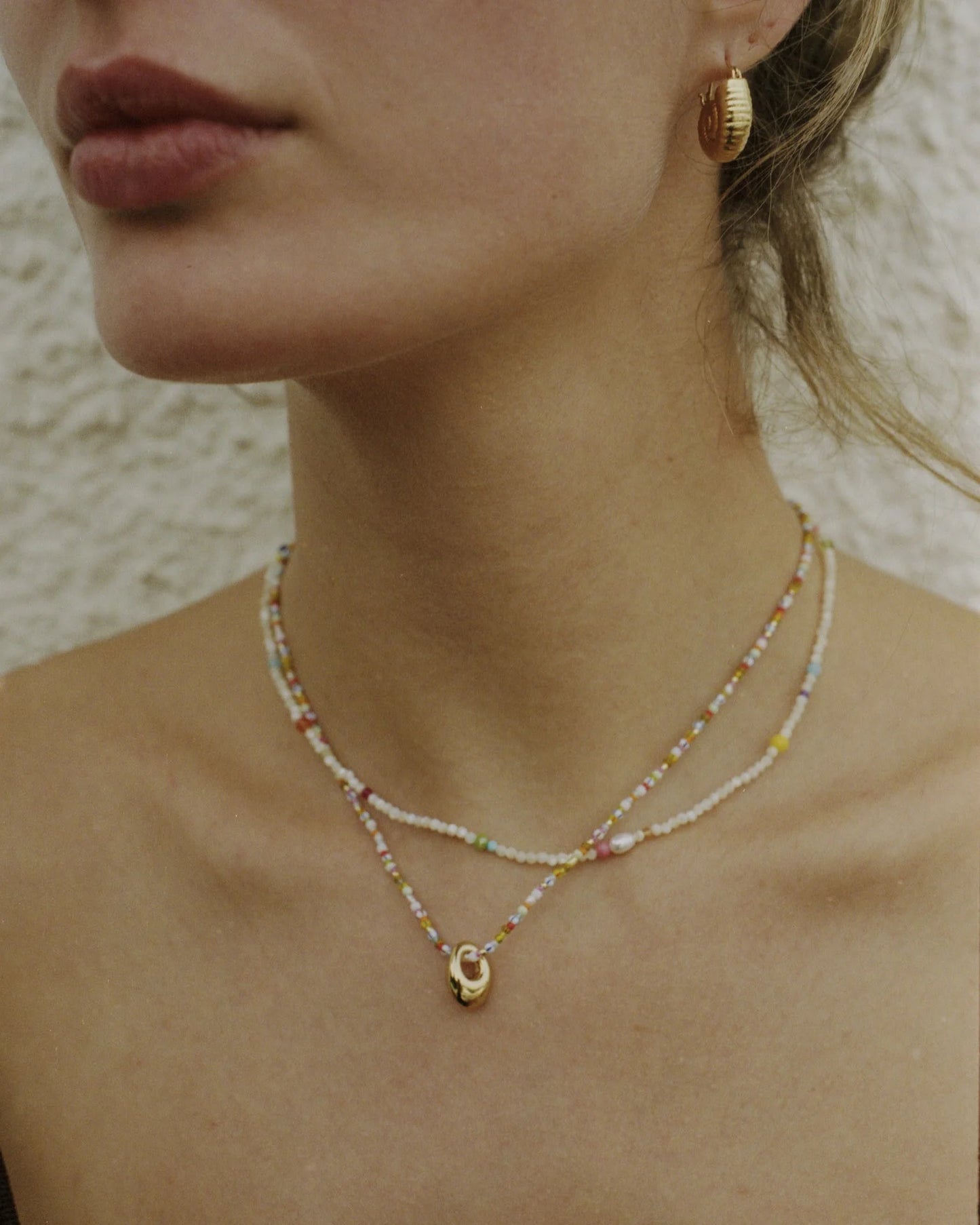 Confetti Gem Necklace White Shell