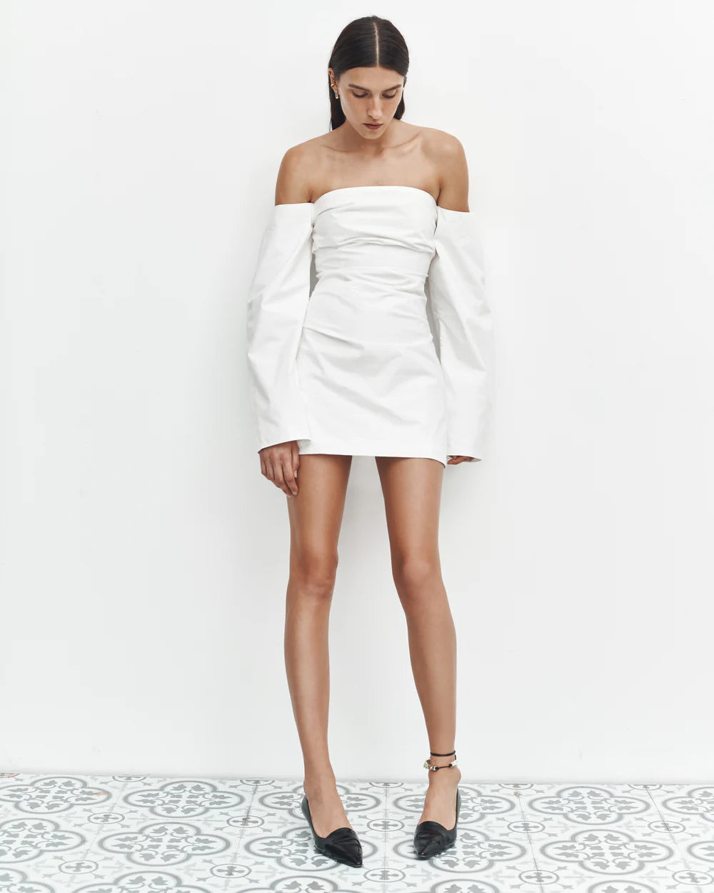 Martina Sleeved Mini Dress Ivory