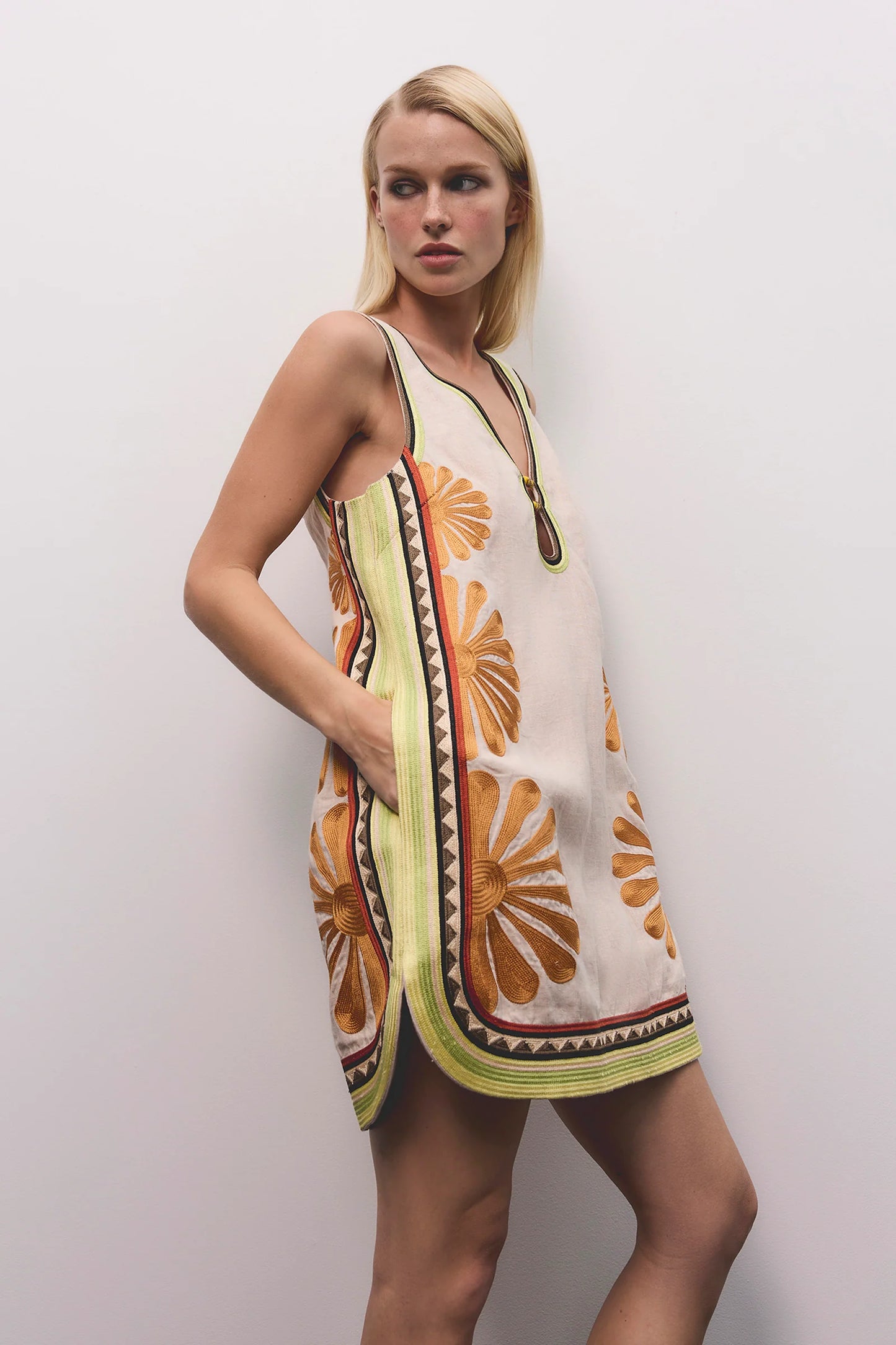 Deja Vu V Neck Mini Dress