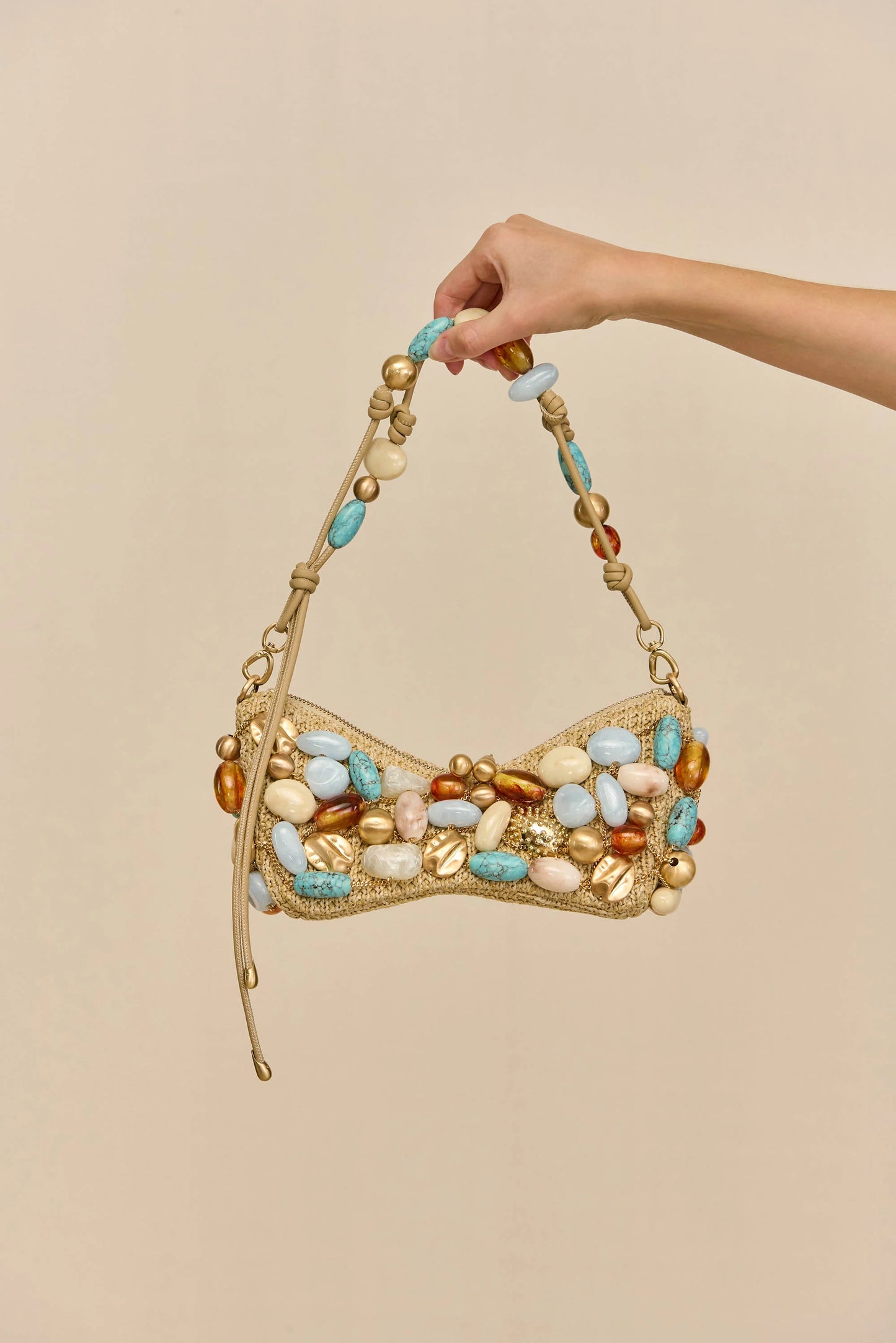 Mercier Mini Shoulder Bag Raffia Ibiza Turquoise