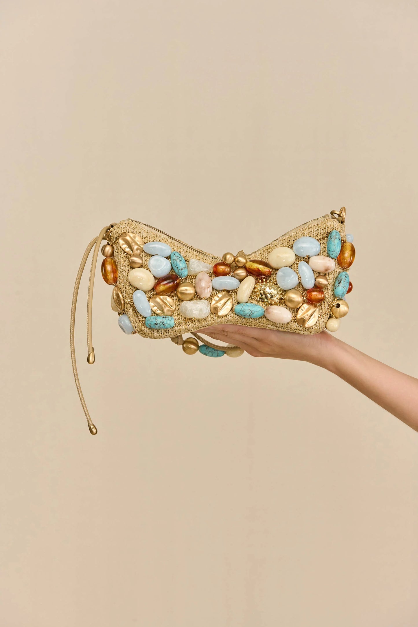 Mercier Mini Shoulder Bag Raffia Ibiza Turquoise