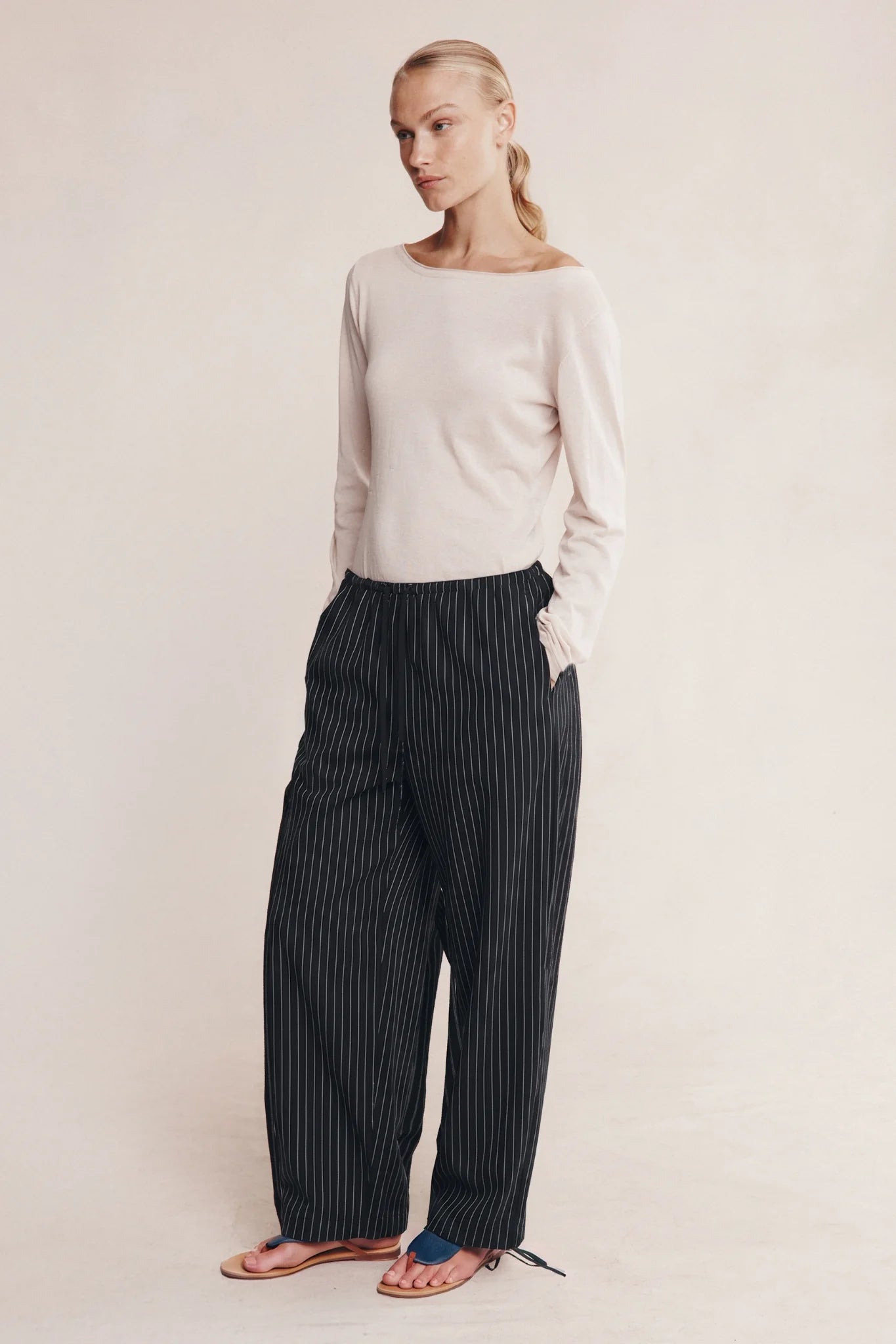 Marle Fatima Pant Black Pin Stripe