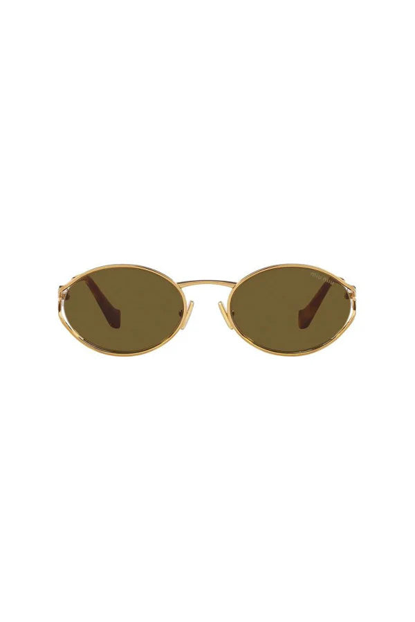 Miu Miu Oval Brass Gold Dark Brown 0MU 52YS