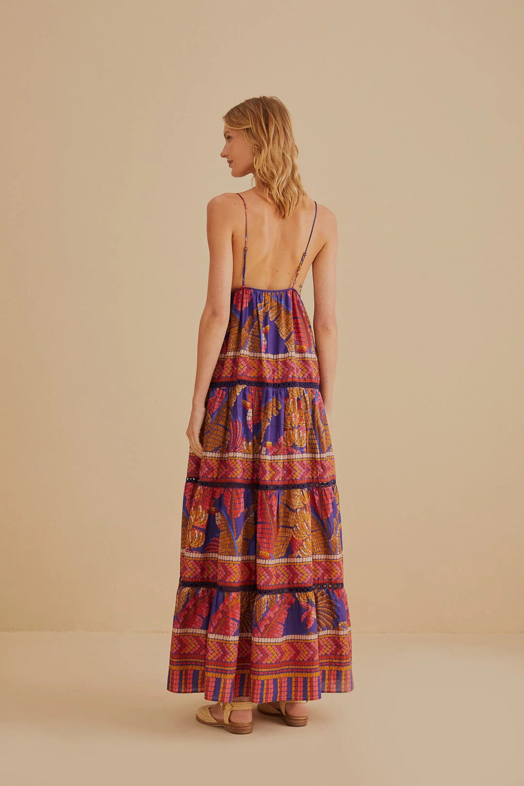 Forest Mosaic Sleeveless Maxi Dress