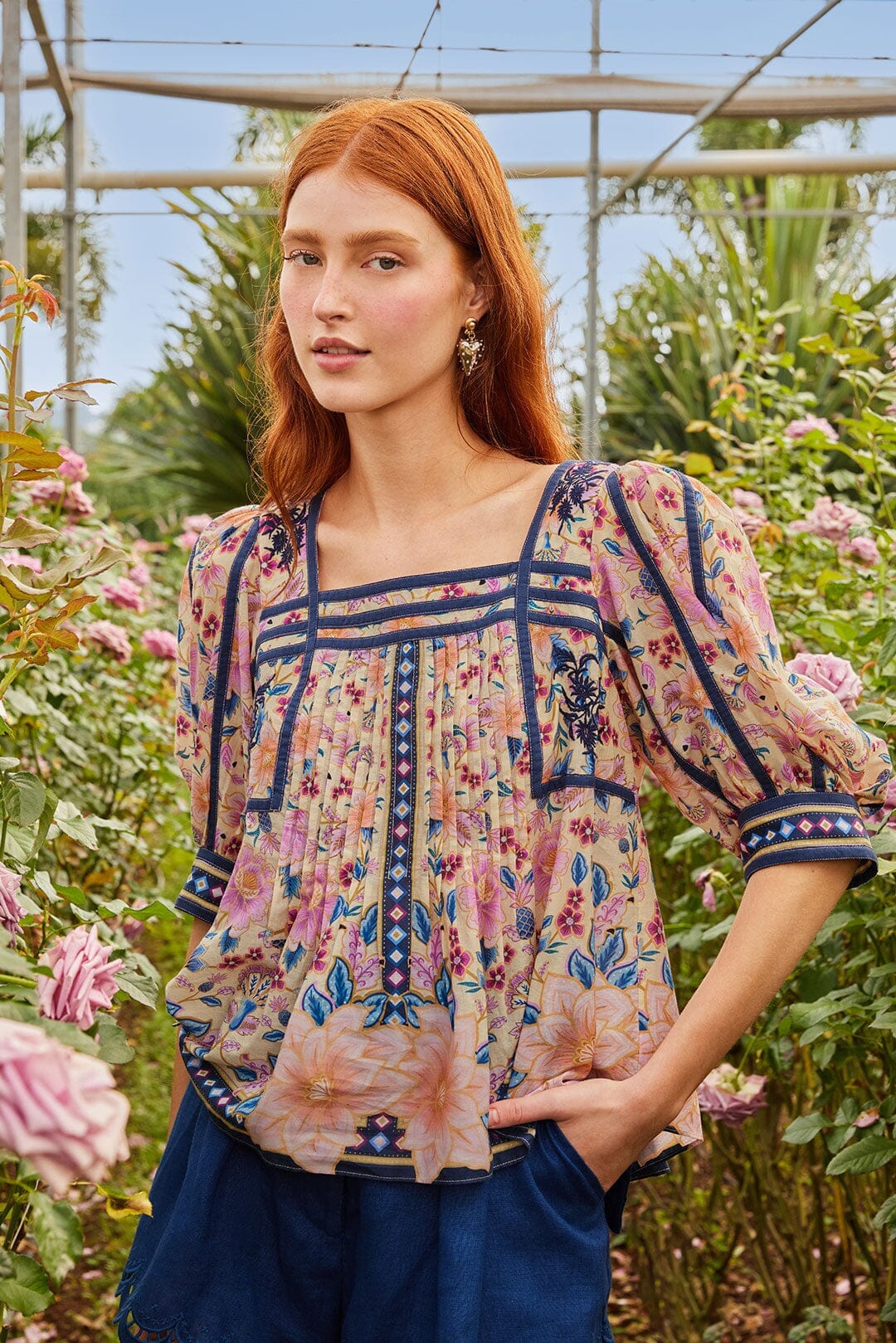 Superbloom Tapestry Blouse Cream