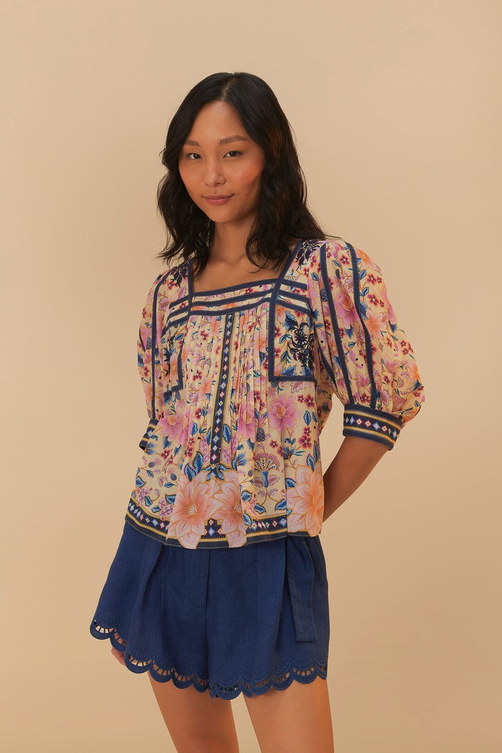 Superbloom Tapestry Blouse Cream