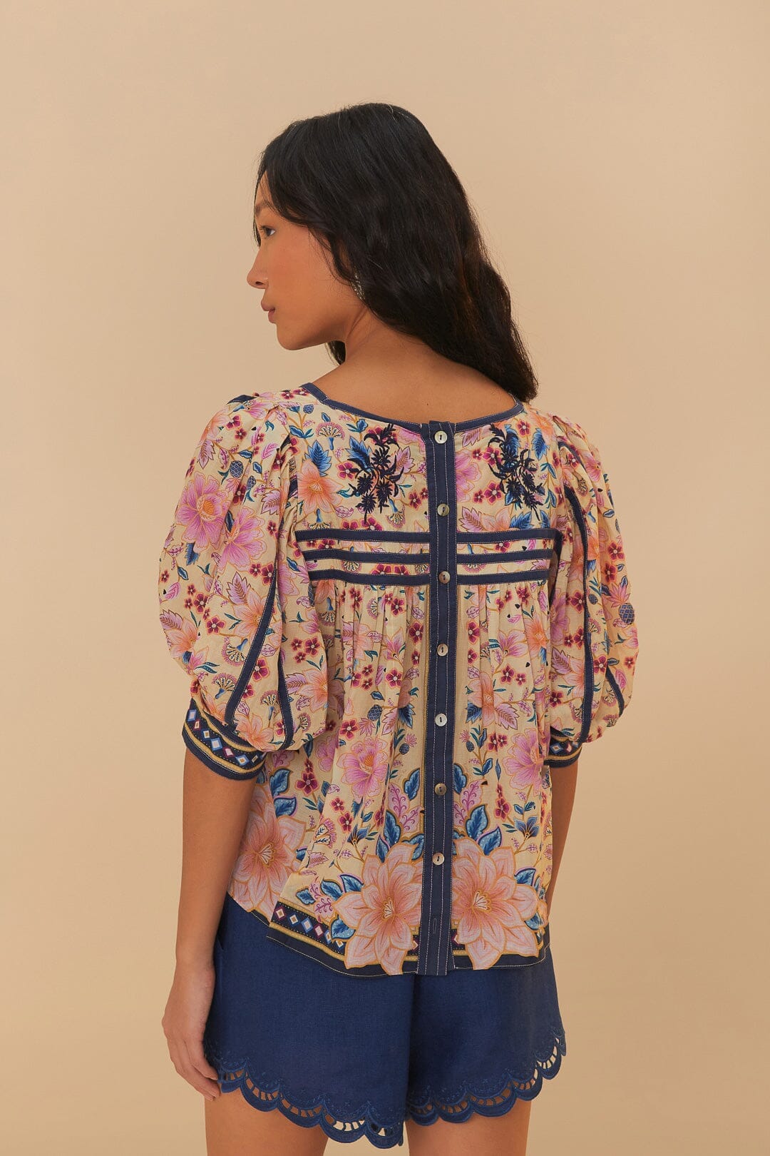 Superbloom Tapestry Blouse Cream