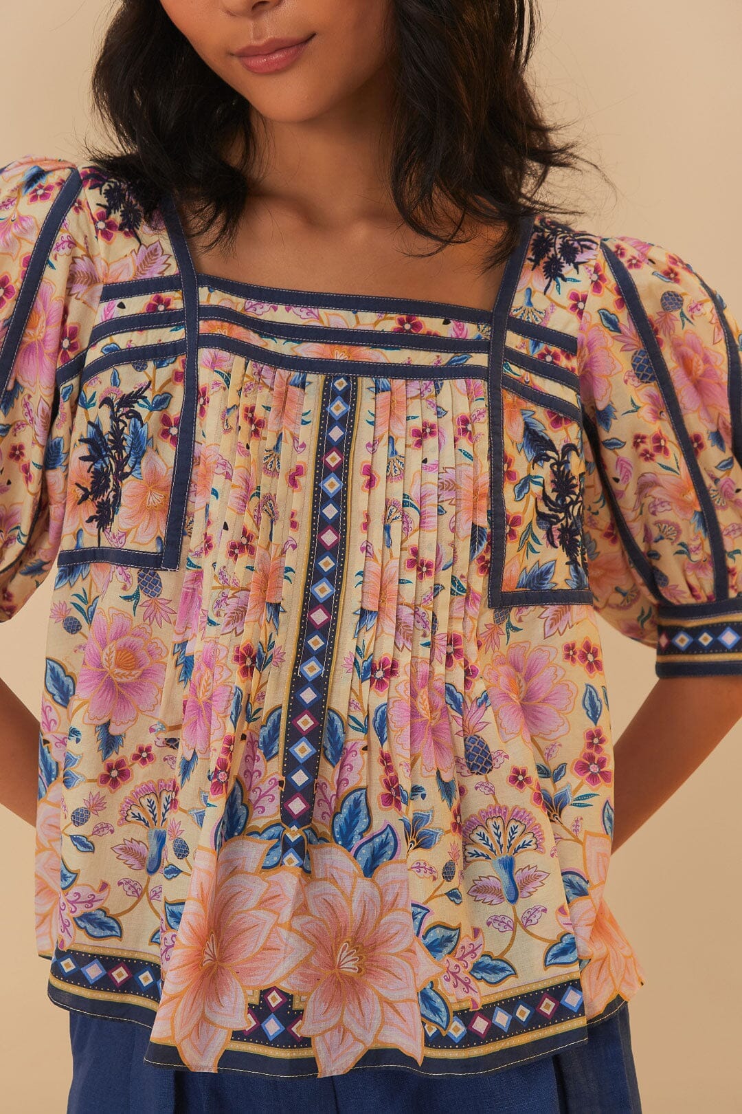 Superbloom Tapestry Blouse Cream