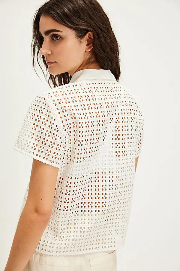 Anna Eyelet Top Ivory