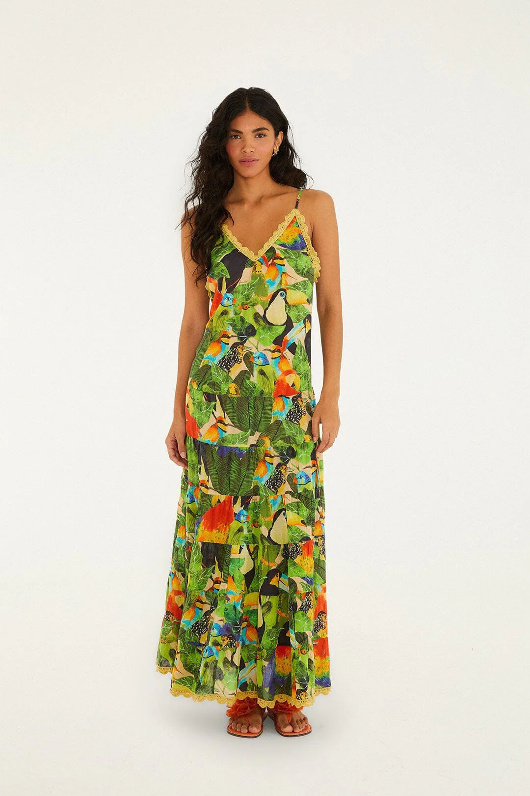 Farm Rio Bird Leaves Long Dress - Laneway Boutique Farm Rio Bird Leaves Long Dress - Laneway Boutique
