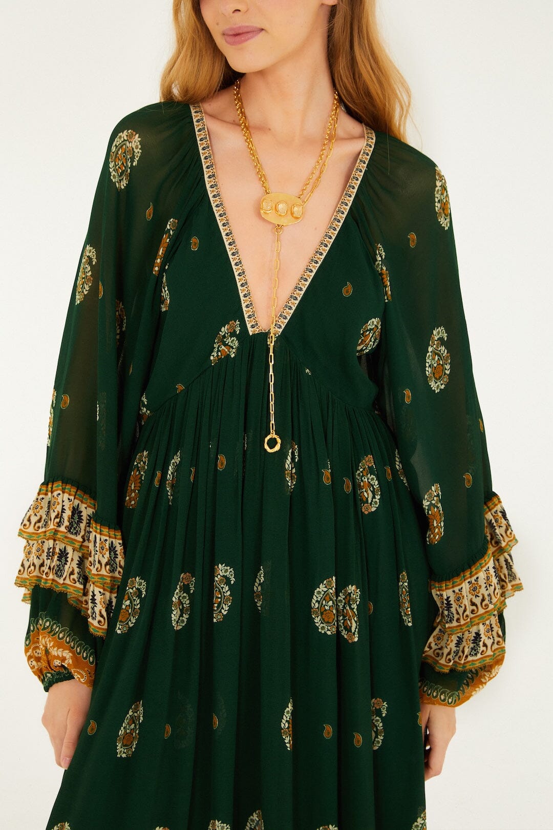 Ayla Green Ruffled Maxi Dress