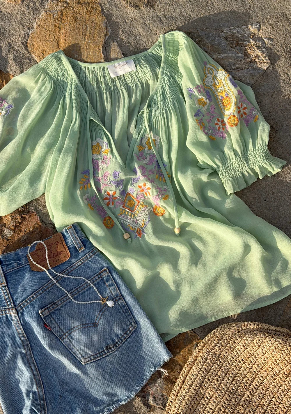Auguste Indra Embroidered Blouse Green