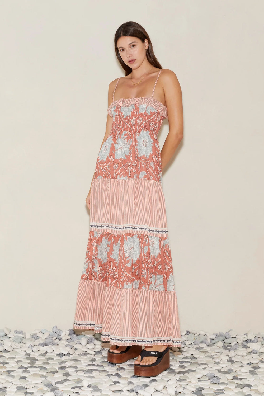 De Flore Shirred Maxi Dress