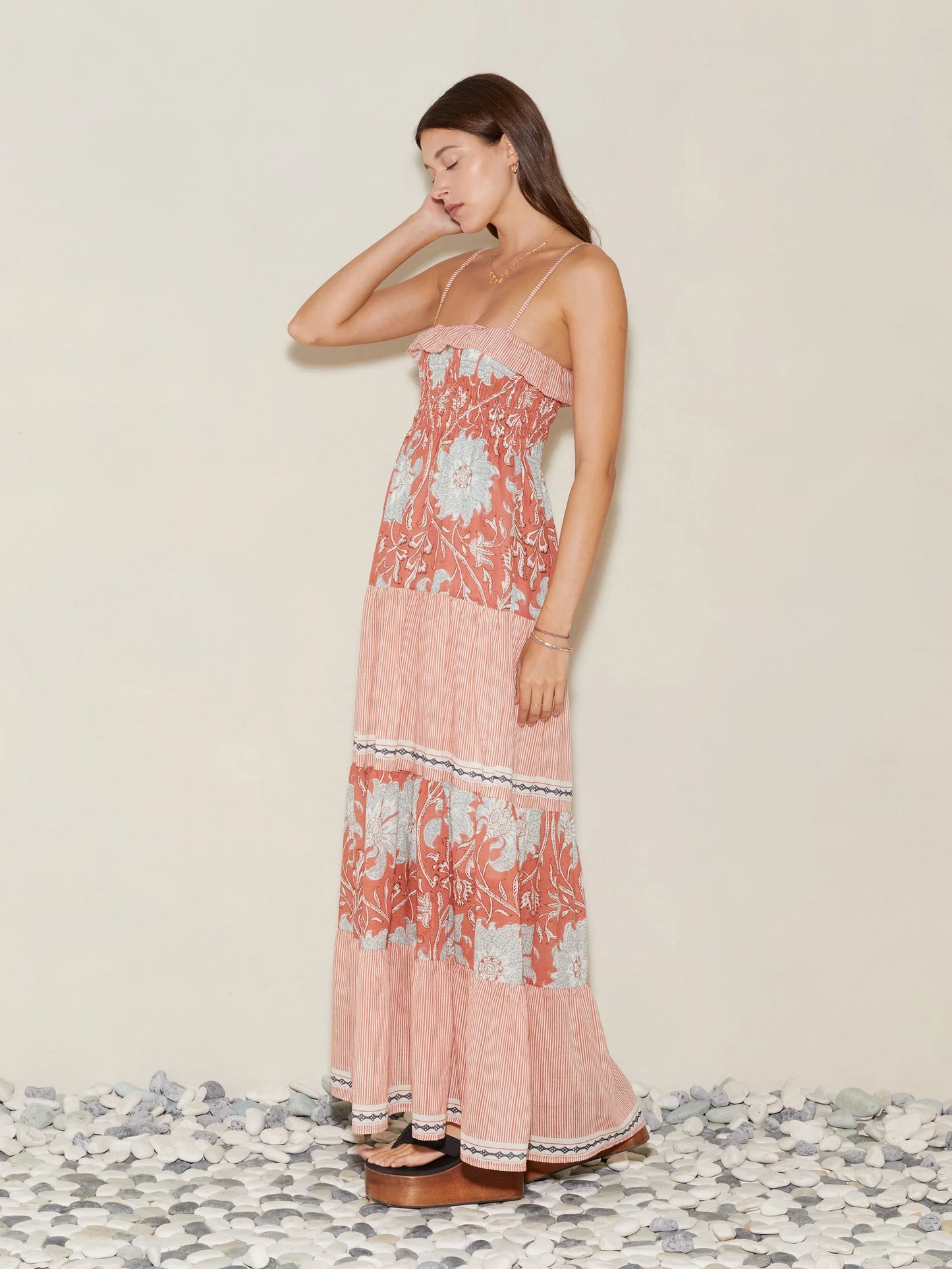 De Flore Shirred Maxi Dress