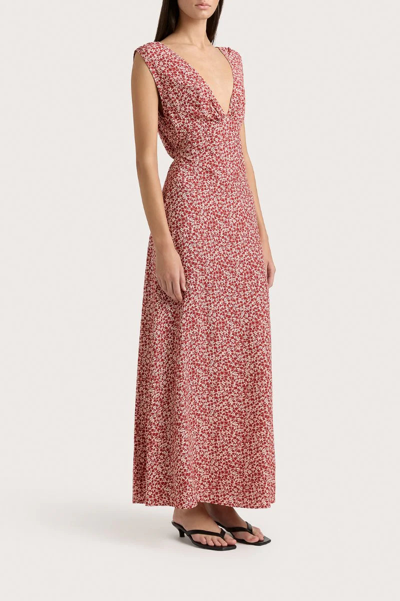 Alpes Midi Dress Peony Garnet