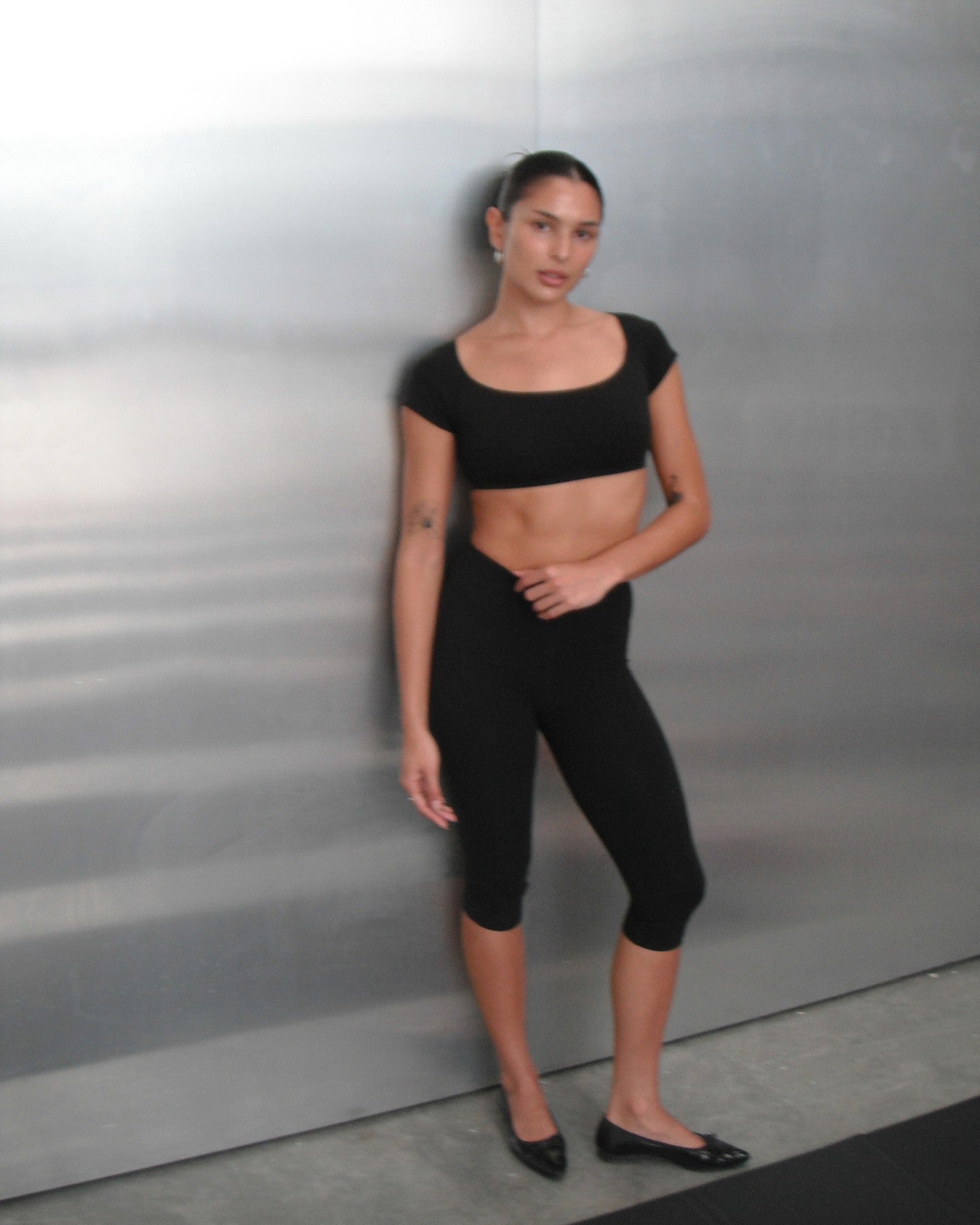 Capri Legging Black Organic Cotton Bamboo