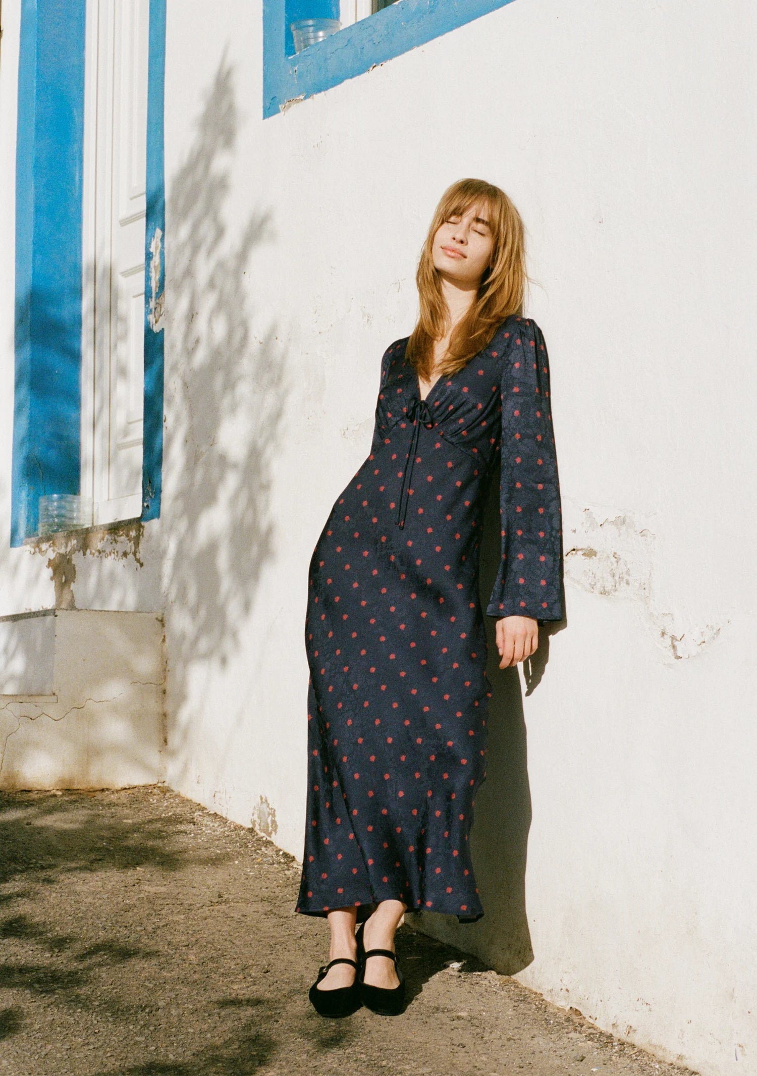 auguste midi dress Chocolate tones, silky drape and rich texture