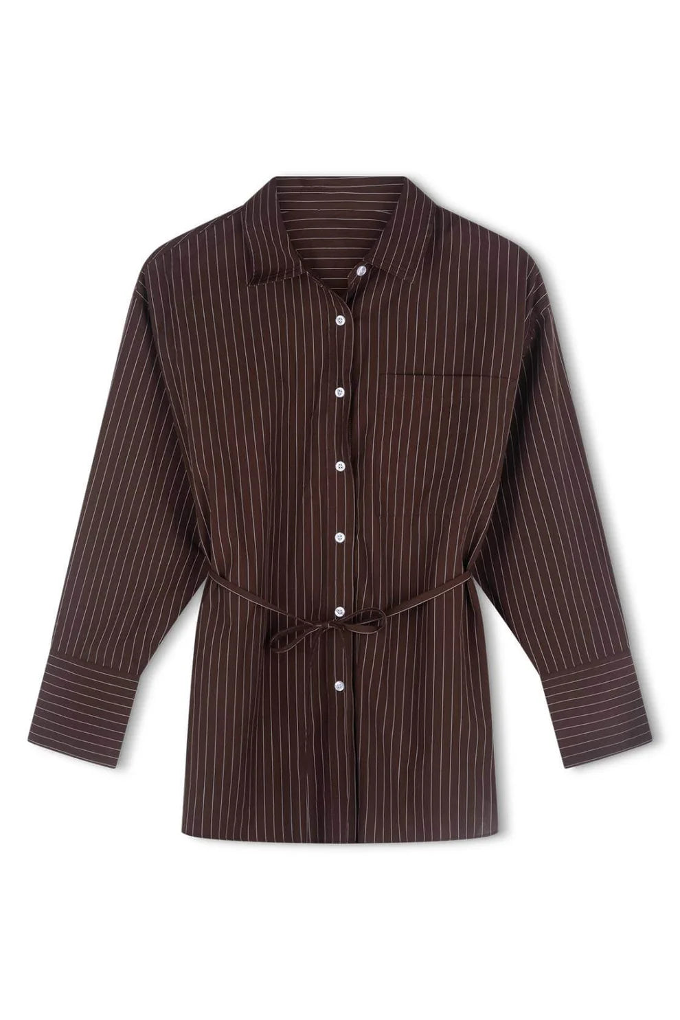 Rae Oversized Shirt Espresso Stripe