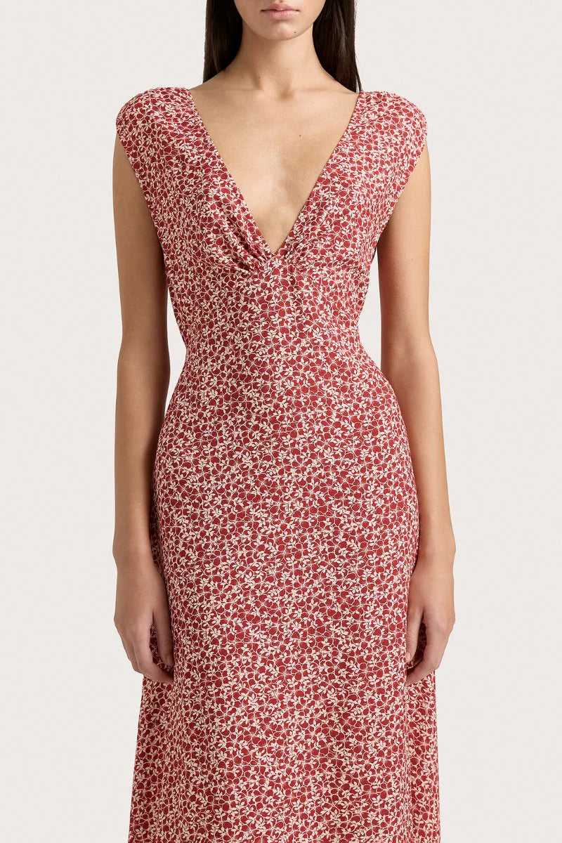 Alpes Midi Dress Peony Garnet