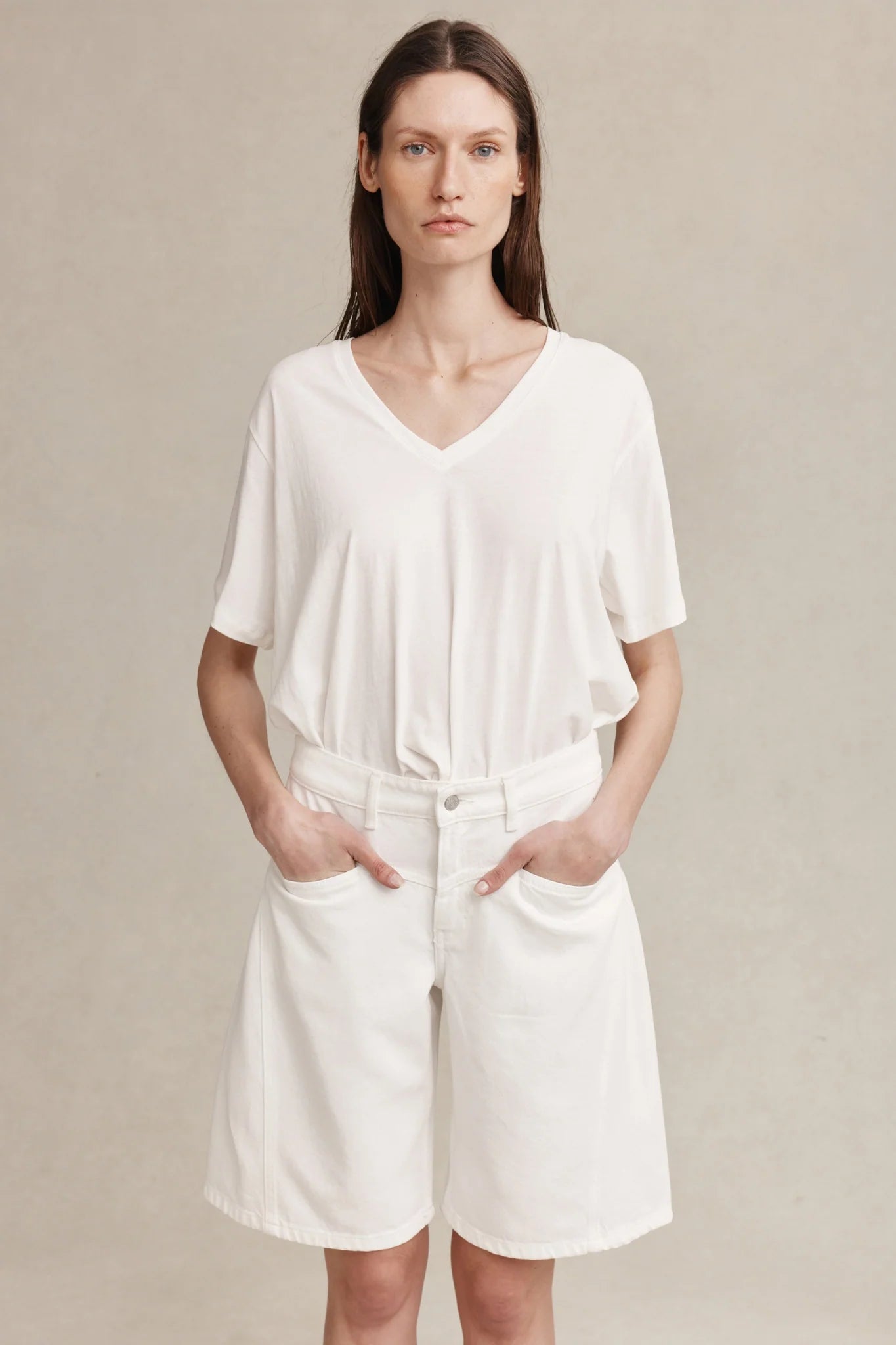 Marle Cross Stitch Short Blanc