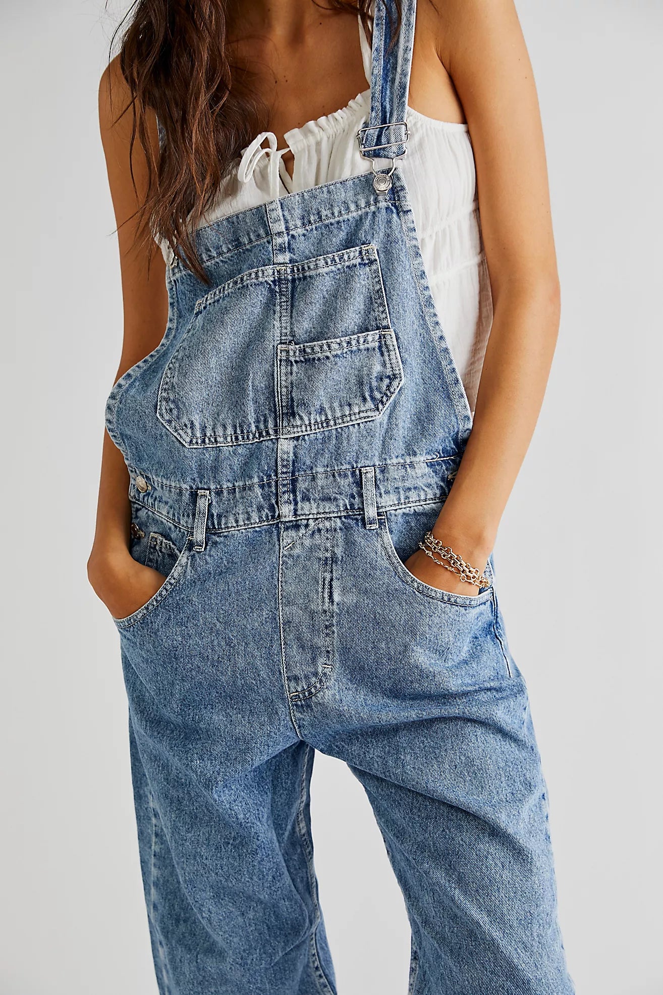 We The Free Ziggy Denim Overalls Powder Blue