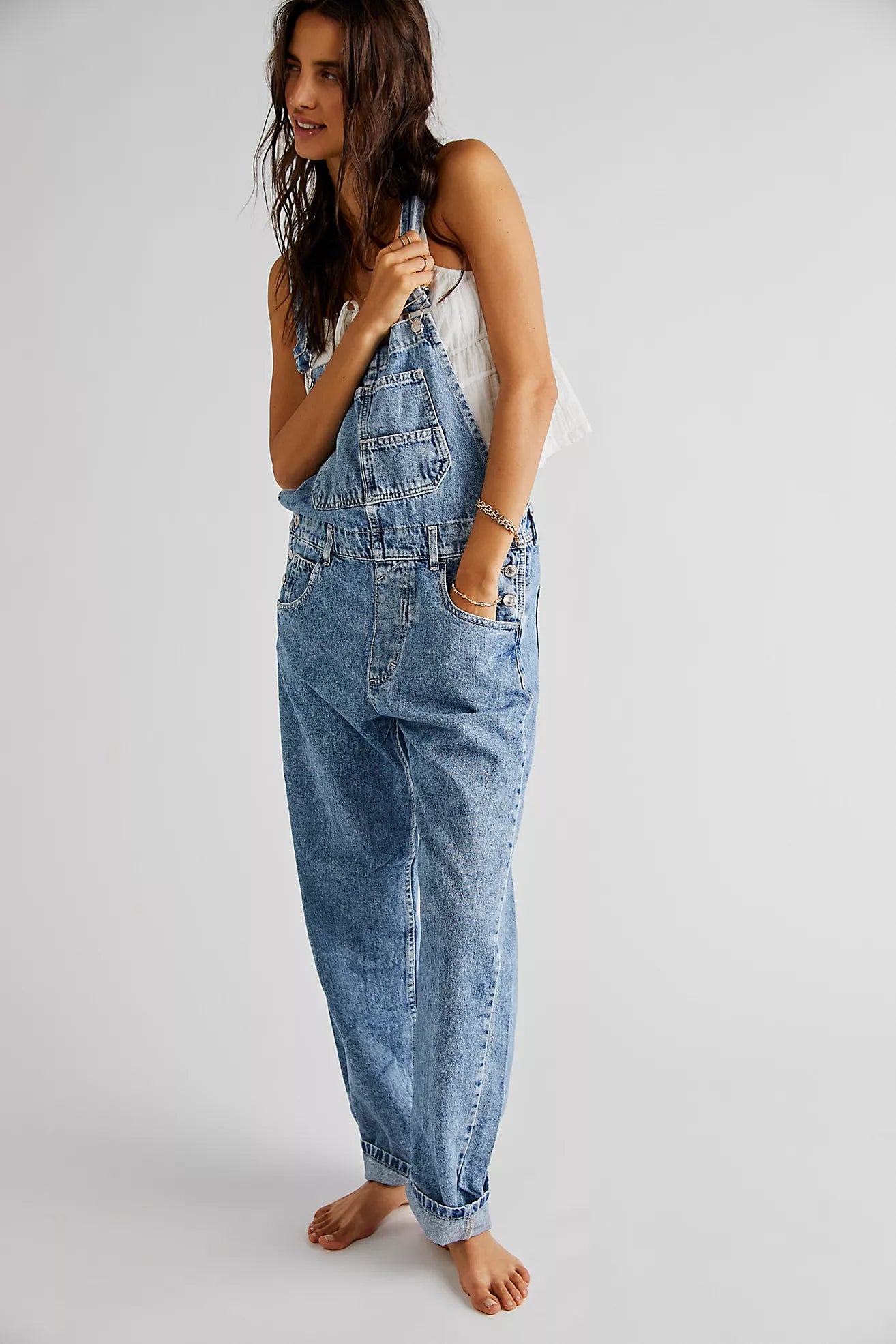 We The Free Ziggy Denim Overalls Powder Blue