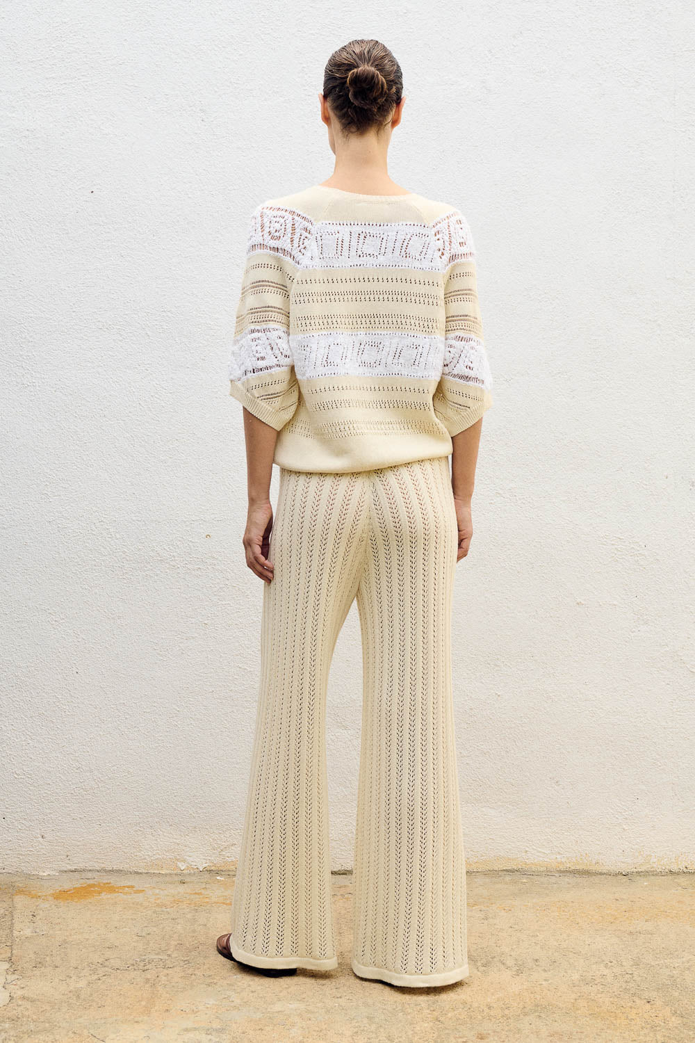 Wide Pants Crochet Ecru