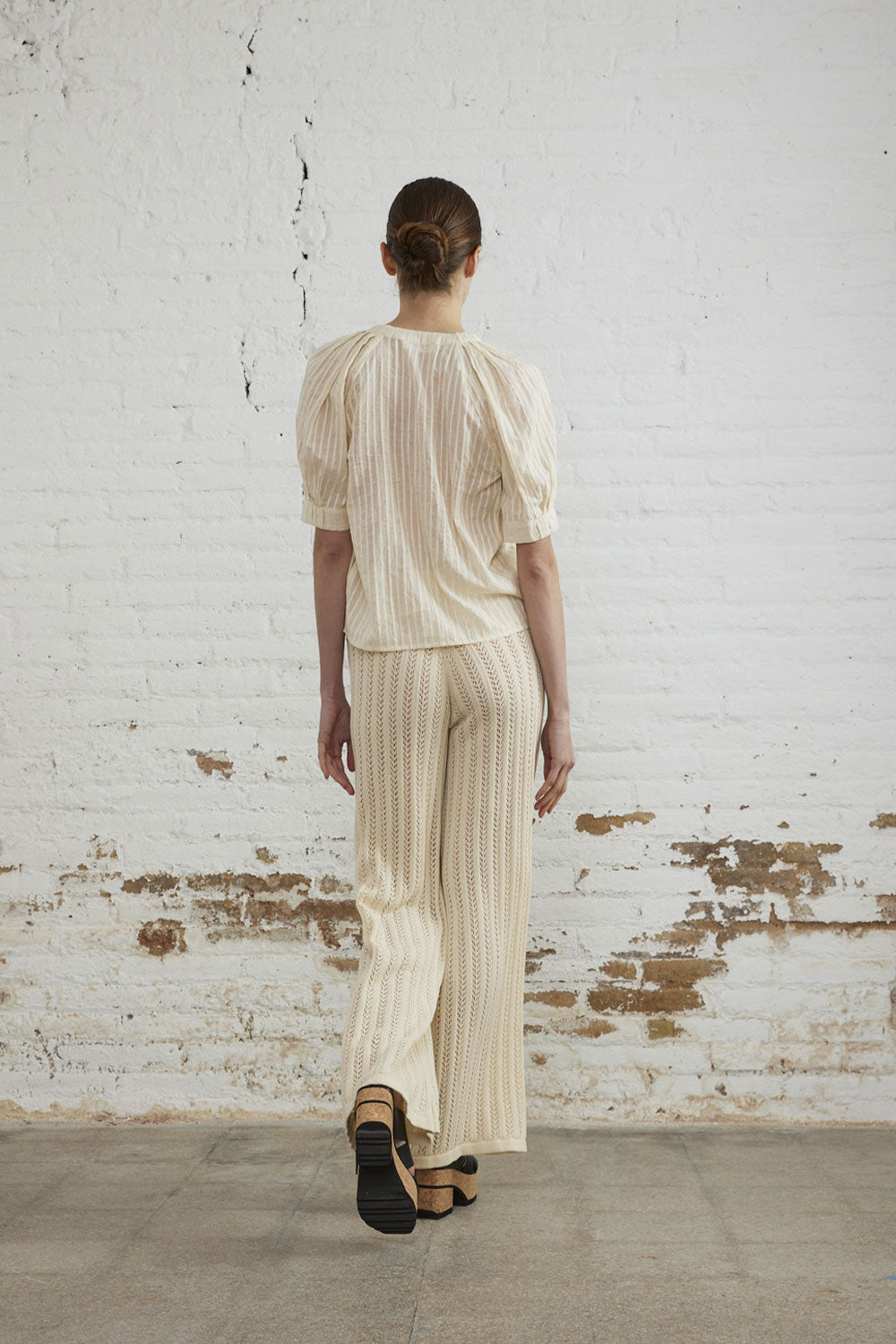 Wide Pants Crochet Ecru