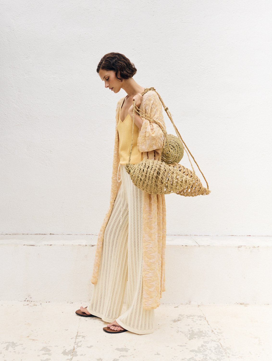 Wide Pants Crochet Ecru