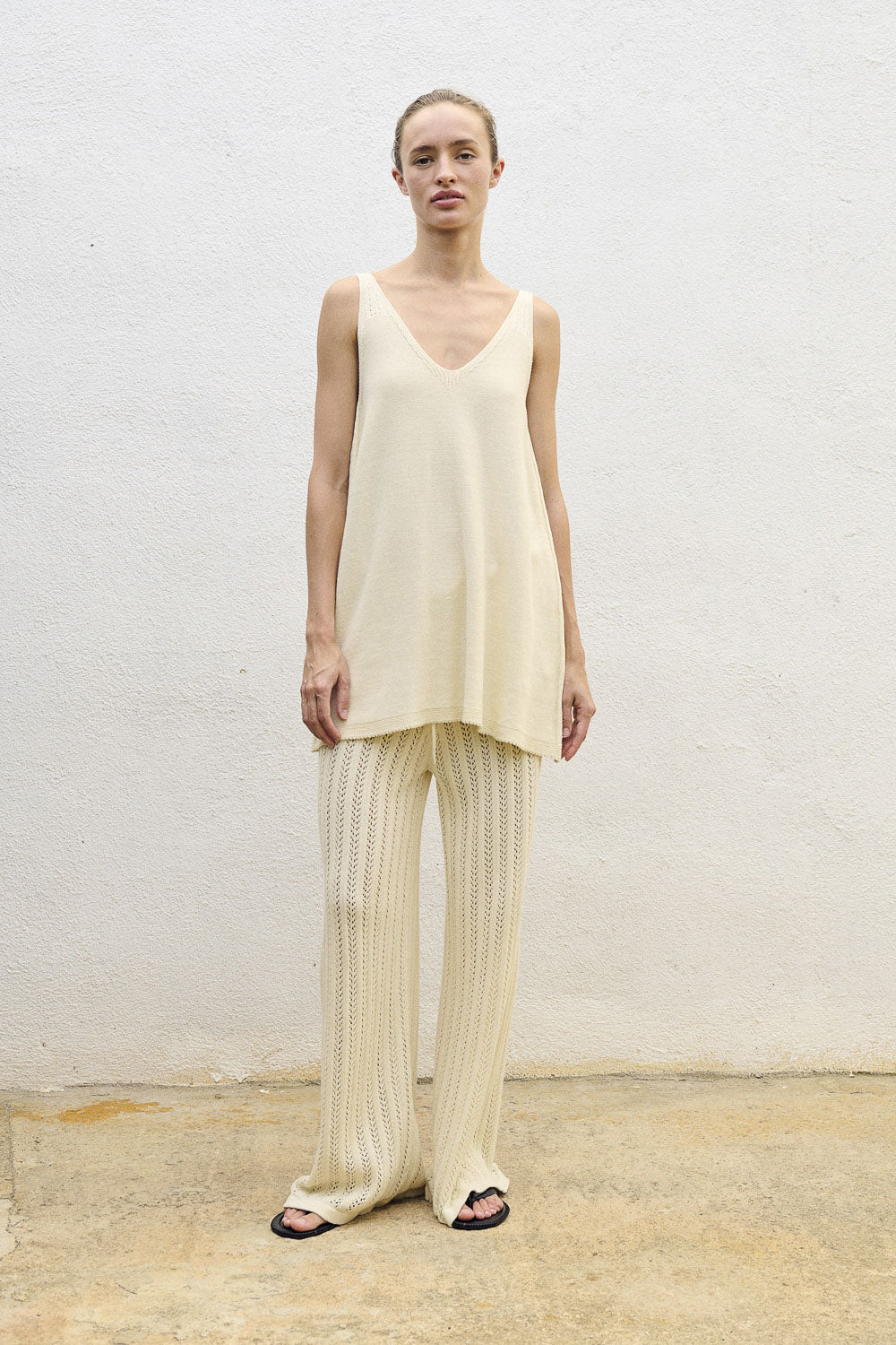 Tunic with straps ecru