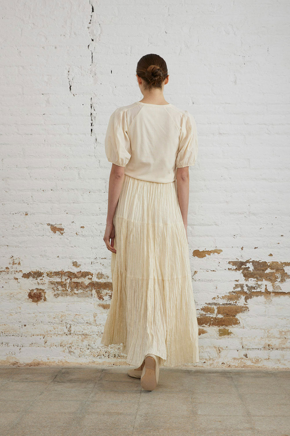 Ruffled Long Skirt Ecru