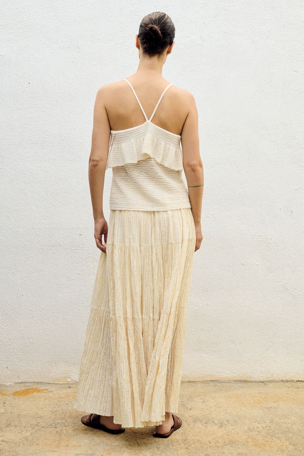 Ruffled Long Skirt Ecru