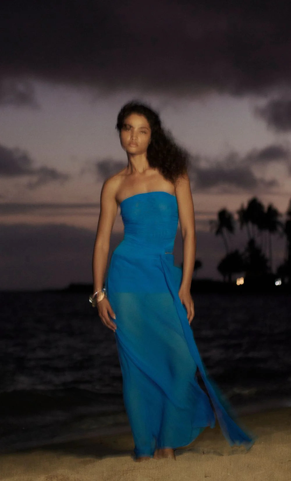 Jehnaya Strapless Maxi Dress Blue