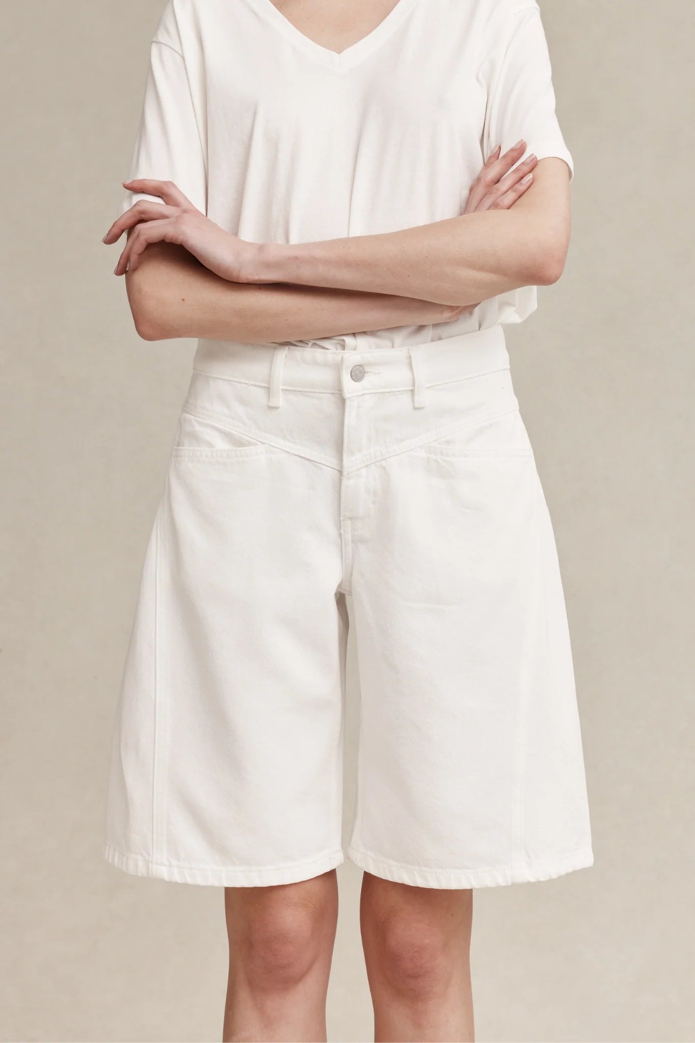Marle Cross Stitch Short Blanc