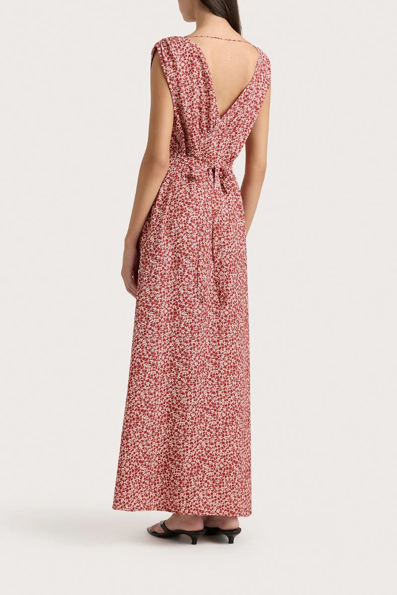 Alpes Midi Dress Peony Garnet