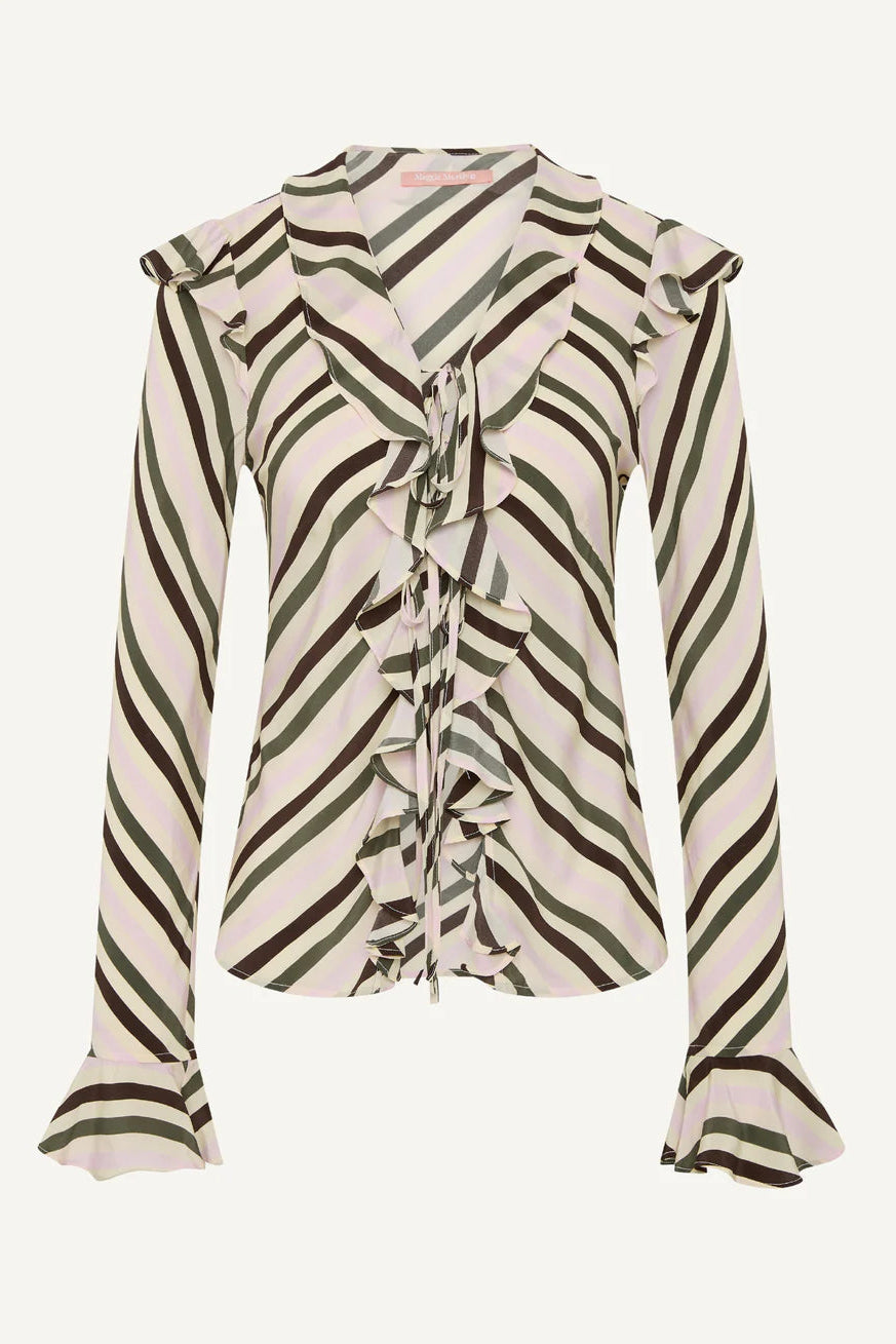 Maggie Marilyn Cool About It Top Olive and Petal Stripe