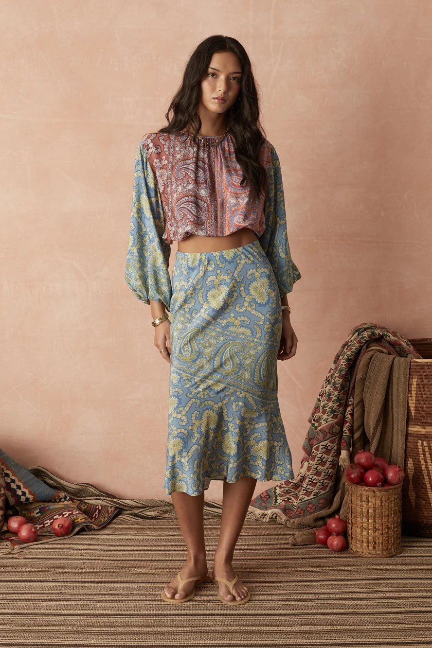 Boteh Caravane Silk Bias Skirt