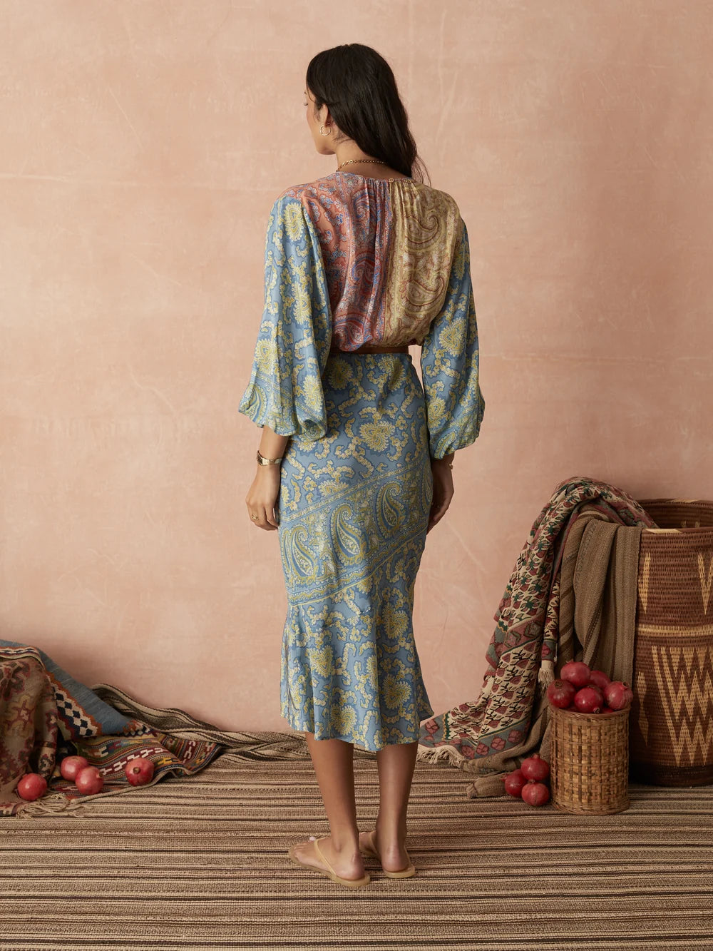 Boteh Caravane Silk Bias Skirt