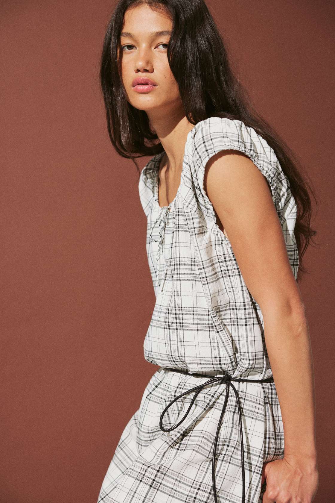 Delilah Dress Black Cream Check