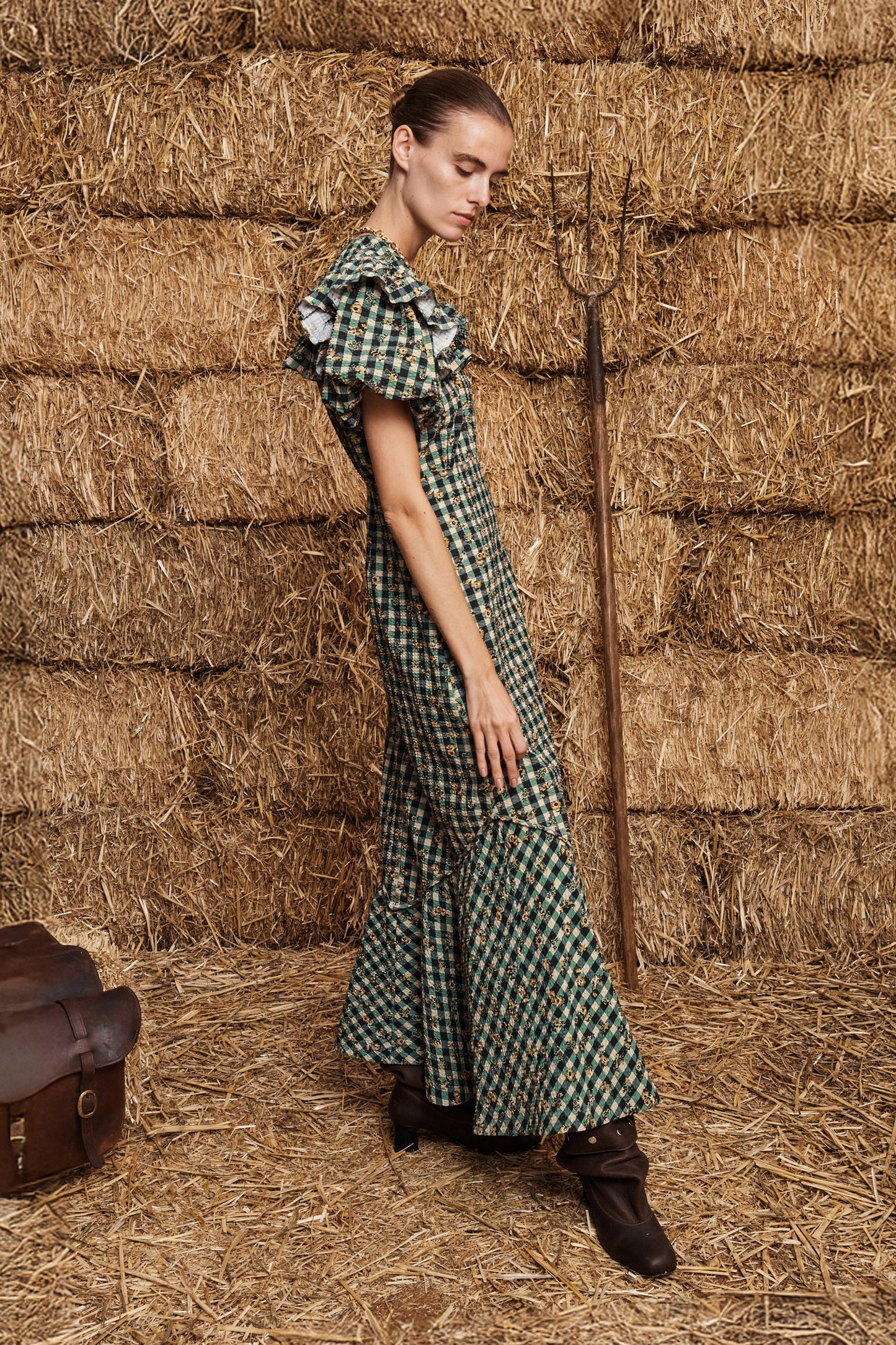 Alemais Outrider Seersucker Midi Dress