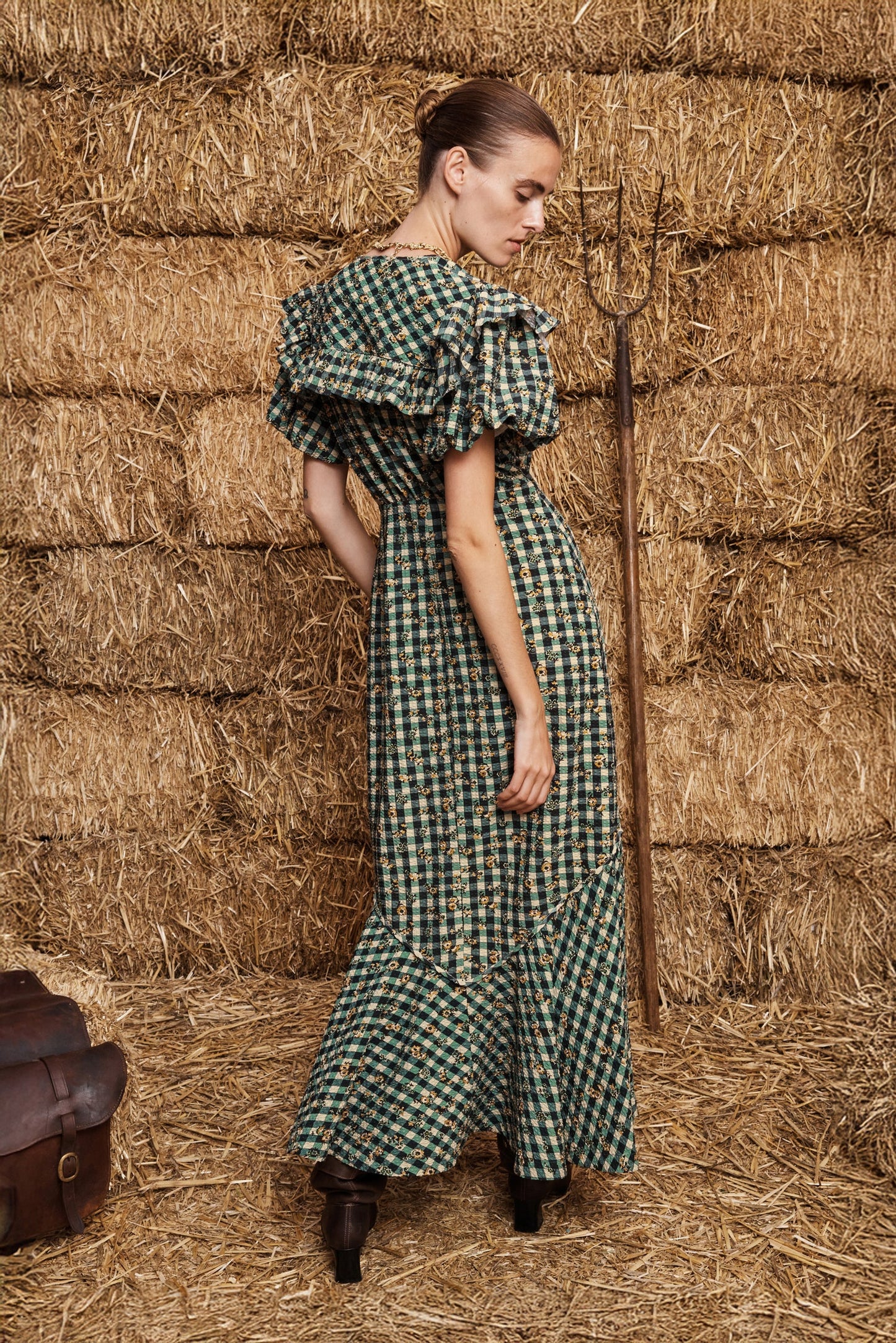 Alemais Outrider Seersucker Midi Dress